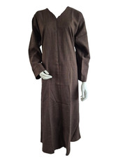 Ladies Regular Plain Pocket Twill Linen Blend Abaya/Jilbab/Maxi Brown size 52-58