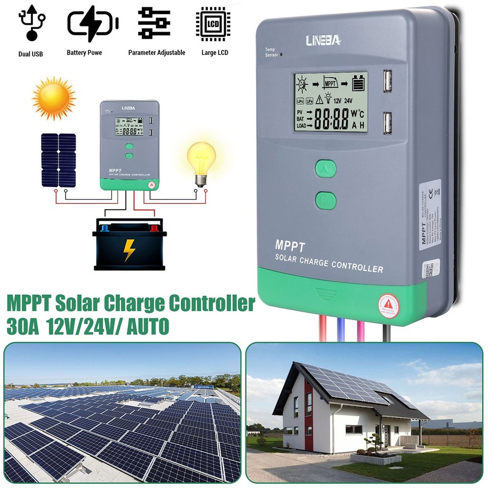 780W Max. 30A MPPT Solar Charge Controller 12V 24V Auto Battery PV ...