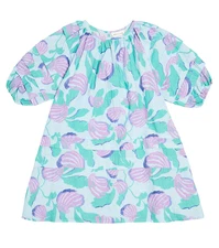 Morley Girl's 8 Ulani Dress Shell Printed Cotton Blue Cotton Puff Short Sleeves