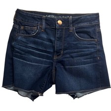 American Eagle Super Stretch Hi-Rise Shortie Dark Wash Denim Shorts Womens 4