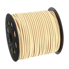 98.43Yard 2.6mm Flat Leather Cord Suede String for DIY Crafts, Beige White