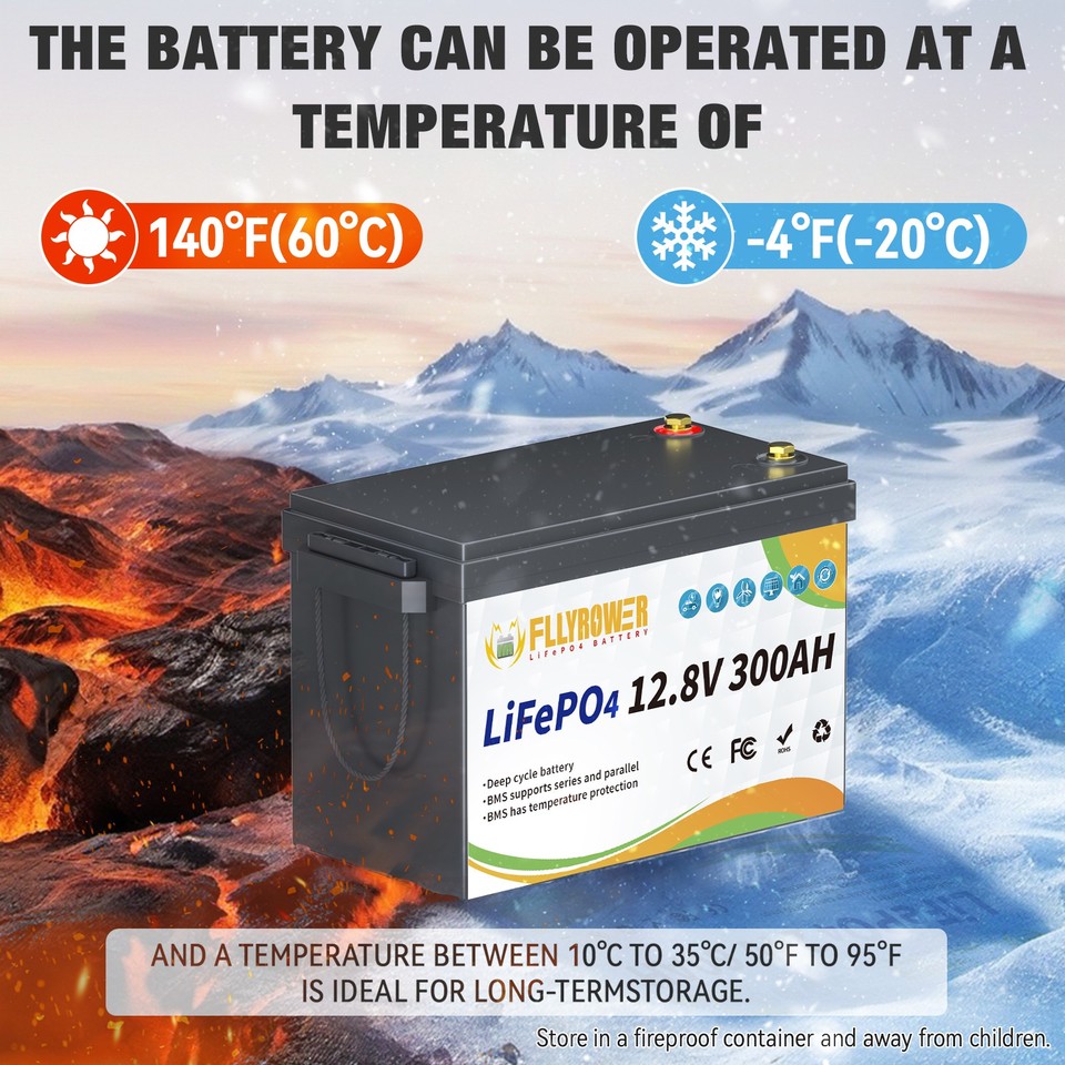 12V 300Ah LiFePO4 Battery Deep Cycle Lithium Battery 200A BMS for RV ...