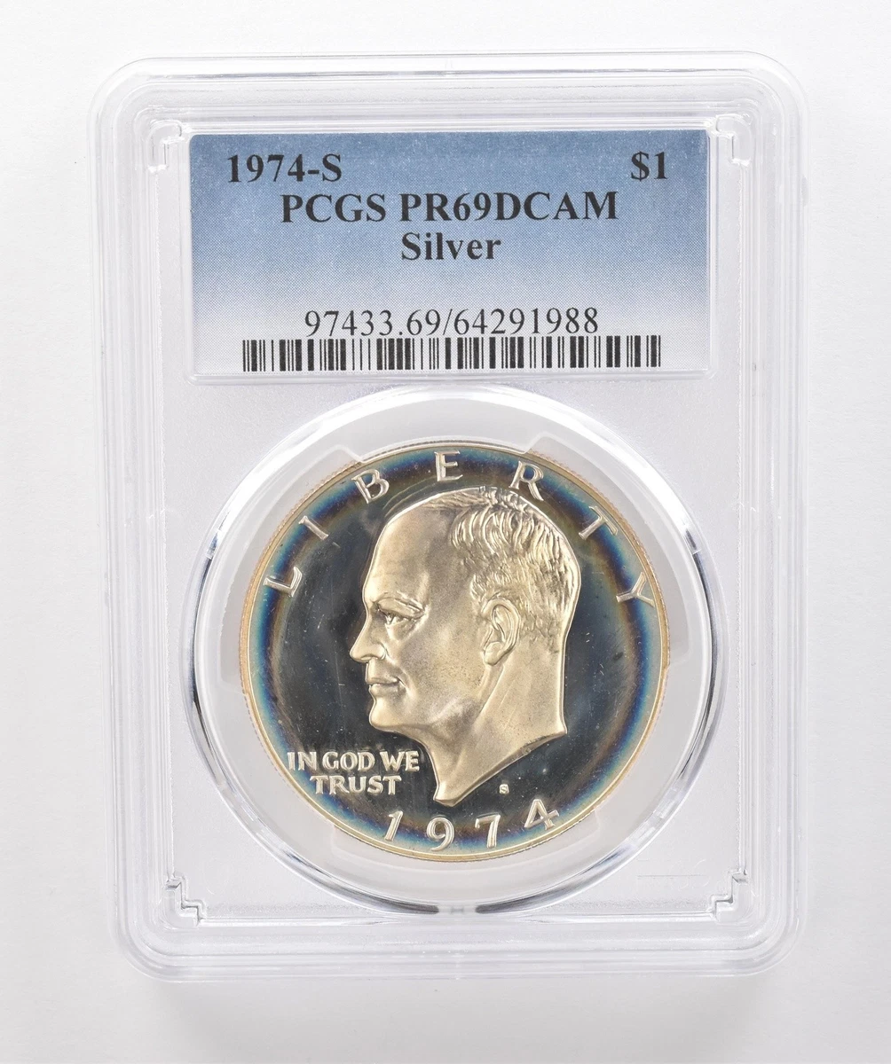 PCGS Certified PR 69 Graded 1974 Eisenhower Dollars (1971-1978
