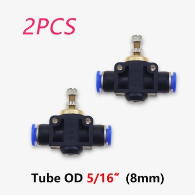 2pcs 8mm 5/16'' OD Tube Pneumatic Push-In Fittings: Air Flow Speed Control Valves