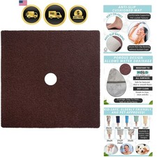 Shower Mat Non Slip Bath Mat Cushion Drain Hole Textured PVC 27x27 Brown