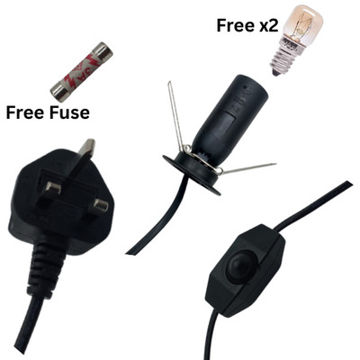 Ersatzkabel für Salz & Selenit Lampen gratis 2 Glühbirnen & Sicherung Elektrokabel UK