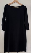 Gap Womens Solid Black 3/4 Sleeve Round Neck Pima Cotton Sheath Dress L
