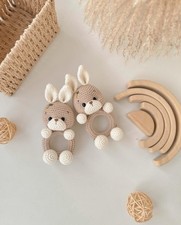 Crochet Bunny Rattle Toy: Amigurumi Animal Gift Christmas