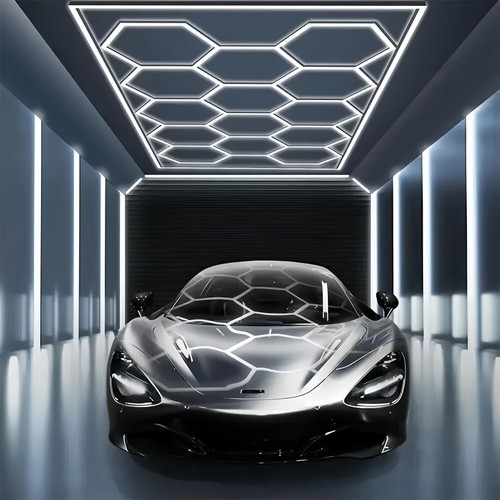 1-14 Grids Hexagon Garage Lights LED Honeycomb Light w/ Border 6000K for Garage - Picture 13 of 39