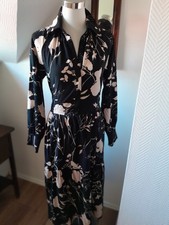 Maxikleid Von H&M Gr. XS, Passt Auch 38/40  SCHWARZ/ROSE BLUMENMUSTER NEU!!