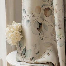 Brown Floral Blackout Curtains for Bedroom 84 Inches Long Patterned Vintage Leaf