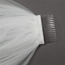 2 Tier Wedding Bridal Veil with Comb White Ivory Cut Edge Waltz Length new