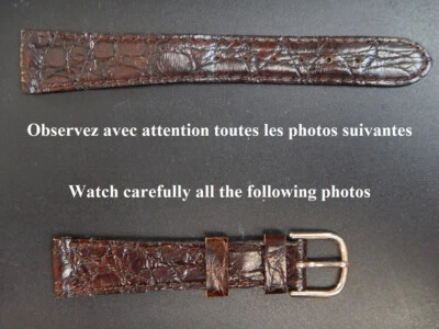 15 mm QUALITÉ BRACELET LADY FAIT MAIN CROCODILE VÉRITABLE MARRON Fab. FRANCAISE - Photo 1/4