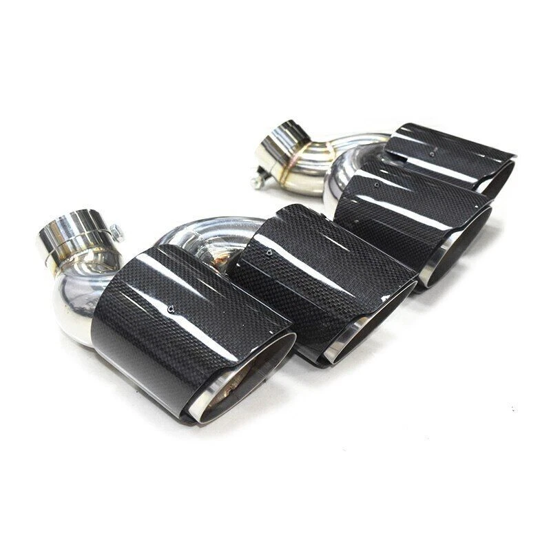 1 par de puntas de escape de fibra de carbono negro para silenciador Audi A6 A7 C8 Foto 4 de 4