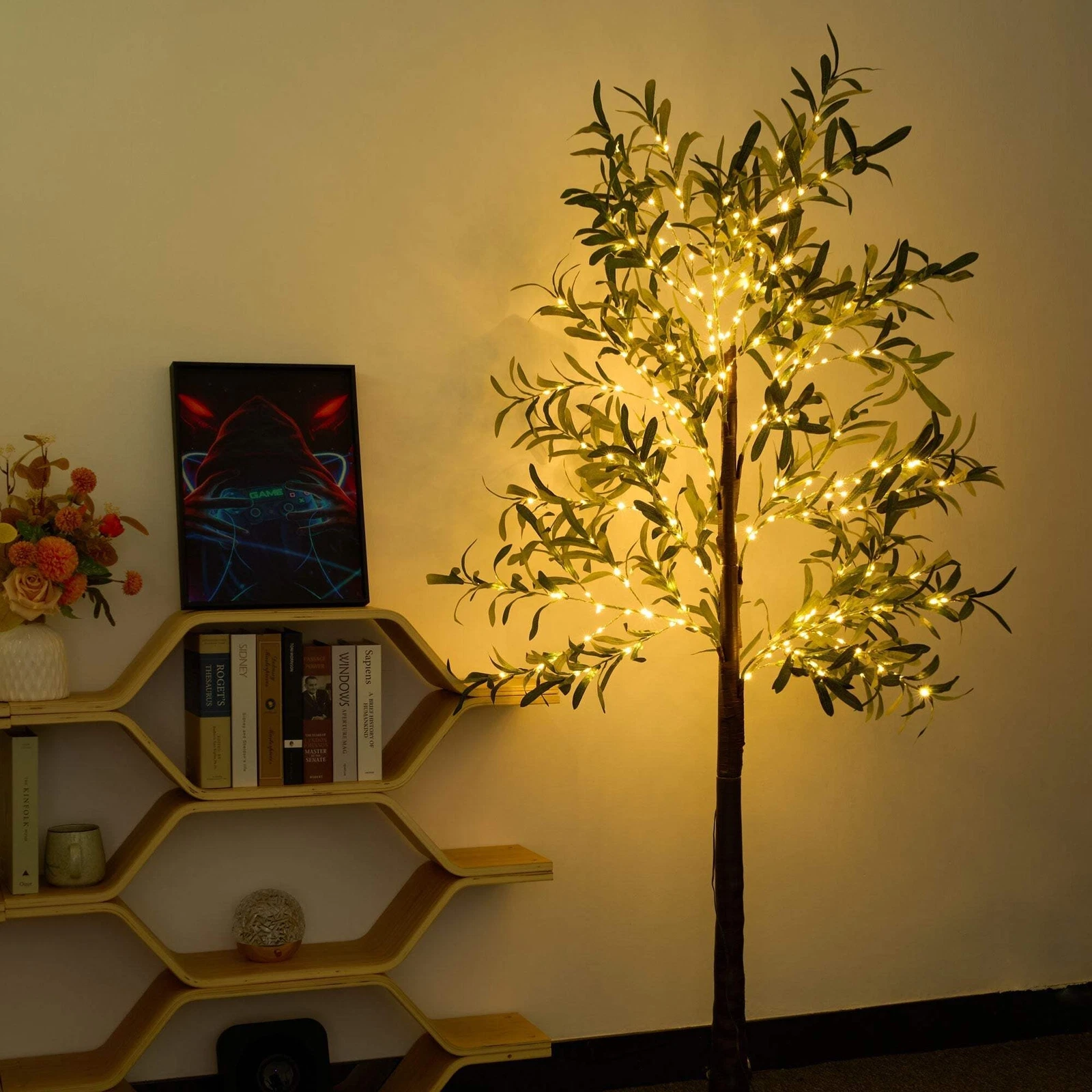 Artificial Olive Tree with LED Fairy Lights – Decorative Plant for Home Decor