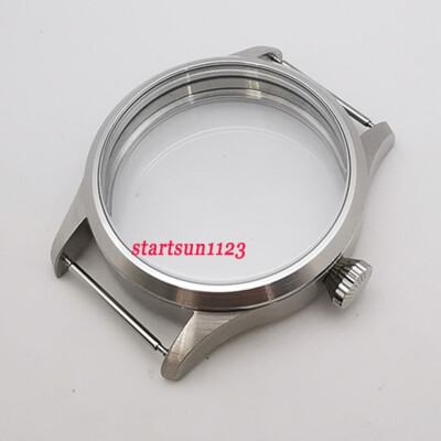 42mm Brushed Sapphire Glass Steel Watch Case fit 6497 6498