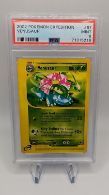 PSA 9 Mint Venusaur 67/165 Expedition E-Series Non-Holo Rare Pokemon