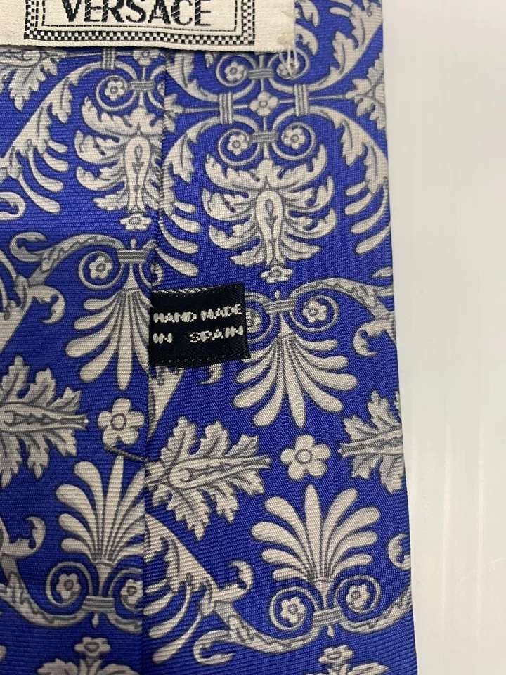 Corbata Gianni Versace azul/blanco para hombre A56 Foto 4 de 4