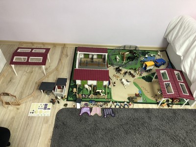 Schleich Teppich Pferdestall Bauerhof Tiere Komplette Sammlung Mit