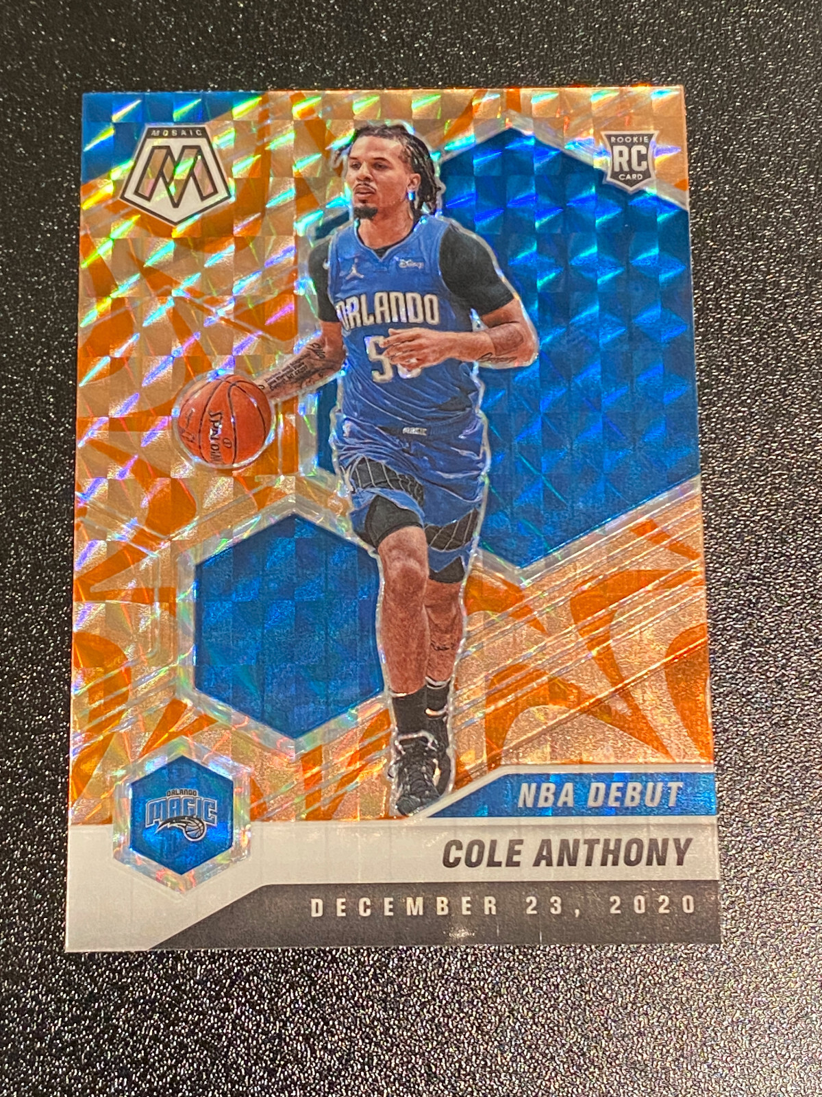 Cole Anthony 2020-21 Mosaic NBA Debut Orange Reactive Prizm #268 RC - Magic