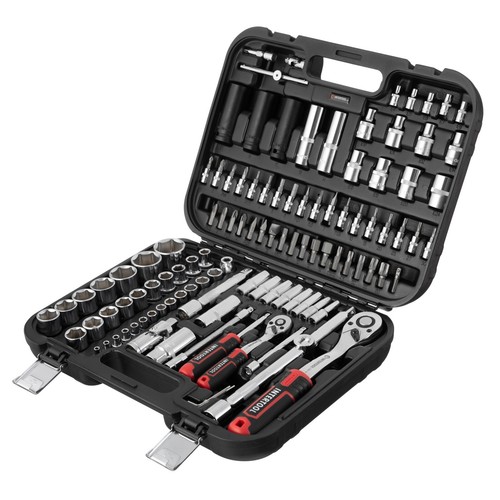 INTERTOOL 111pc 1/4" and 1/2" Ratchet Socket Wrench and Bit Set ET08-8111 - Picture 6 of 13