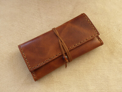 ebay tobacco pouch Tobacco Brown Handmade Leather Tobacco Pouch,100% Handcrafted Waxed Vintage