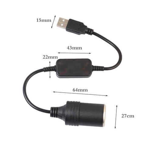 A Male to 12V Car Cigarette USB Lighter Socket Female Converter Adapter Cable - Picture 5 of 11