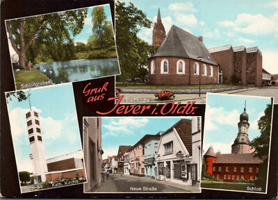 AK Jever i. Oldenburg Mehrbild, 5 Ansichten Kirchen Schloß Neue Str. (Nr. 2847)
