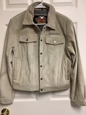 Harley Davidson Suede Tan Snap Button Jacket Women&rsquo;s Medium - READ