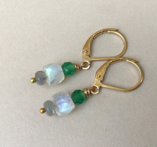 NEW SUNDANCE CHARM MOONSTONE LABRADORITE EARRINGS HANDCRAFTED ARTISAN JEWELRY - Picture 3 of 5
