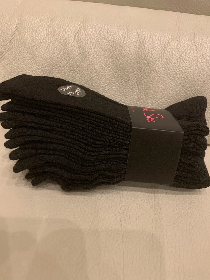 Conjunto de 6 pares de calcetines negros elásticos suaves cómodos paquete económico Pink Sox para mujer nuevos Foto 3 de 4