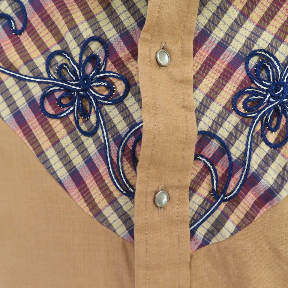 Camisa Gaucho Original Para Hombre Grande Marrón Floral Perla Botón EE. UU. De Colección Foto 2 de 4