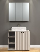 Trendteam 2 Tlg. BadmöBel-Set Spiegelschrank Unterschrank Hellgrau 90X186X53Cm