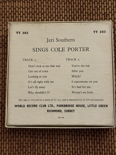 Jeri Southern Sings Cole Porter, 5” Rare Reel To Reel Original Tape - Picture 2 of 3