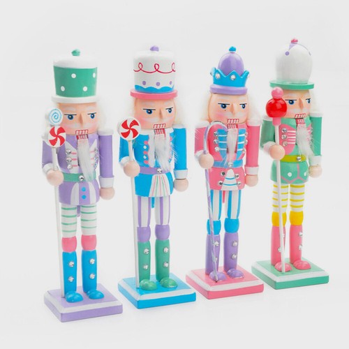 4Pcs Nutcracker Figurines Wood Christmas Nutcracker Statues Desktop Decoration - Picture 3 of 12
