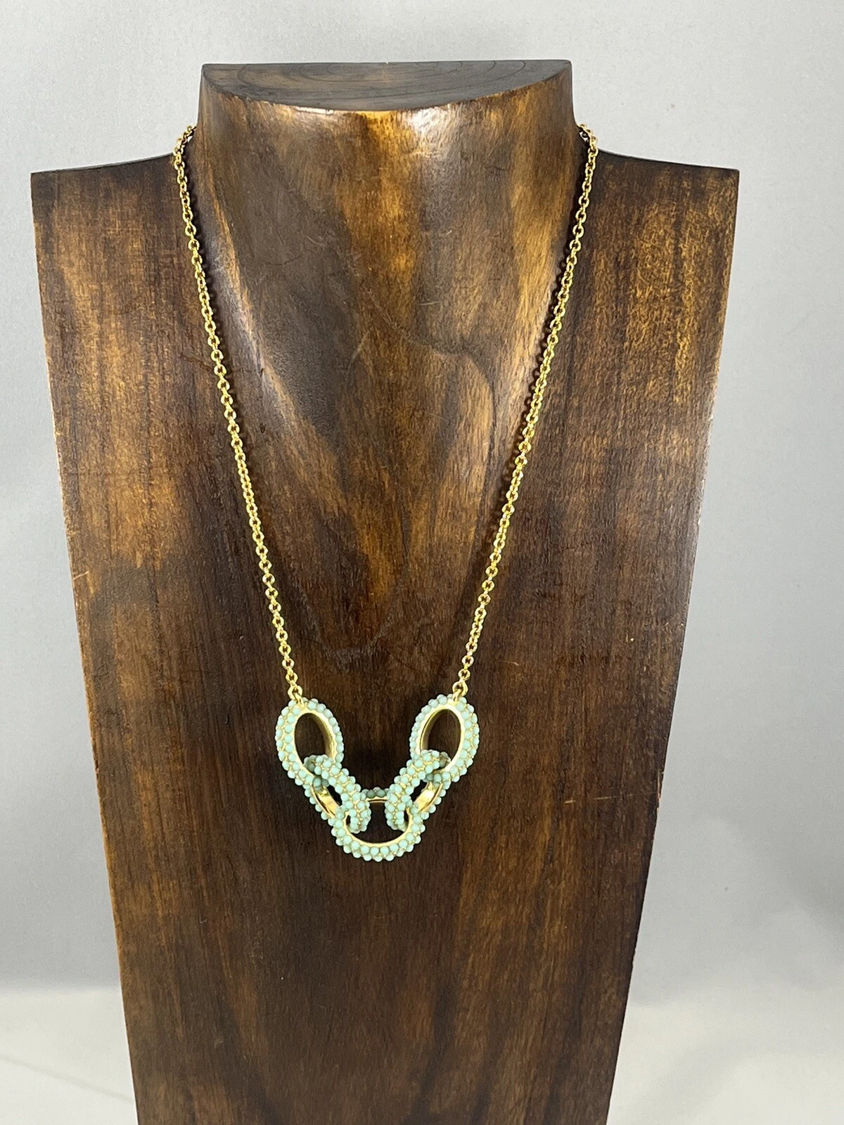 Collana Cluster Maglia Maglia Turchese Pavimentazione Arin Tessuto Prezioso Coach Nuova con Etichette Oro 18" NUOVA $198