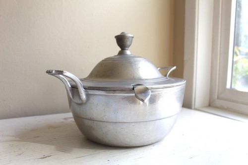 Wilton Armetale Tureen Metal Casserole Server w Ladle Lid Silver Cast Aluminum - Picture 3 of 12