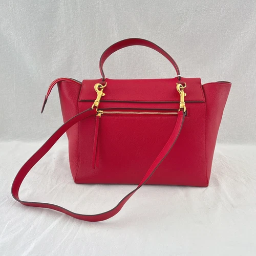Pre-Loved  Excellent Celine Grained Calfskin Belt Bag Coquelicot Shoulder Bag  - Picture 3 of 10