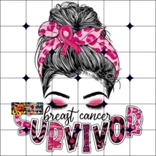 Sublimation Print Breast Cancer Survivor Ready to Press Heat Transfer