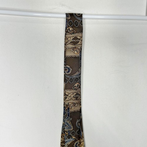 Corbata de cachemira de seda marrón beige azul marrón 4” Sutter & Grant para hombre nueva con etiquetas EE. UU. - Imagen 8 de 11