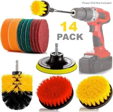 14PCS Drill Brush Attachment Set Power Scrubber Scrub Polishing Buffing Pads Kit