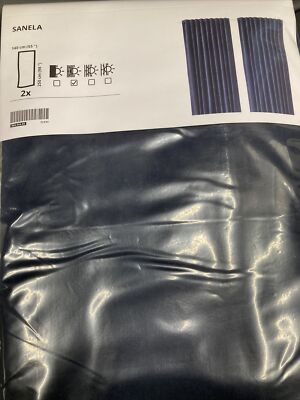 IKEA Sanela Velvet Curtains 2 Panels (1 pair) 100% Cotton Dark Blue 55'' x 98''