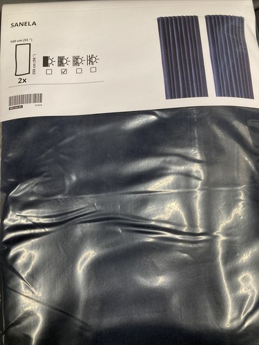 IKEA Sanela Velvet Curtains 2 Panels (1 pair) 100% Cotton Dark Blue 55 ...