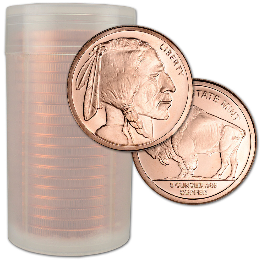 5 oz Golden State Mint Copper Round Buffalo .999 Fine Tube of 20