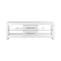 White TV Stand Cabinet 140cm with 2 Doors 2 Drawers LED Lights for up to 65 Inch