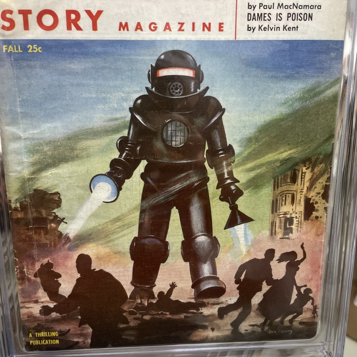 FANTASTIC STORY magazine Fall 1954 robot cover Back to the