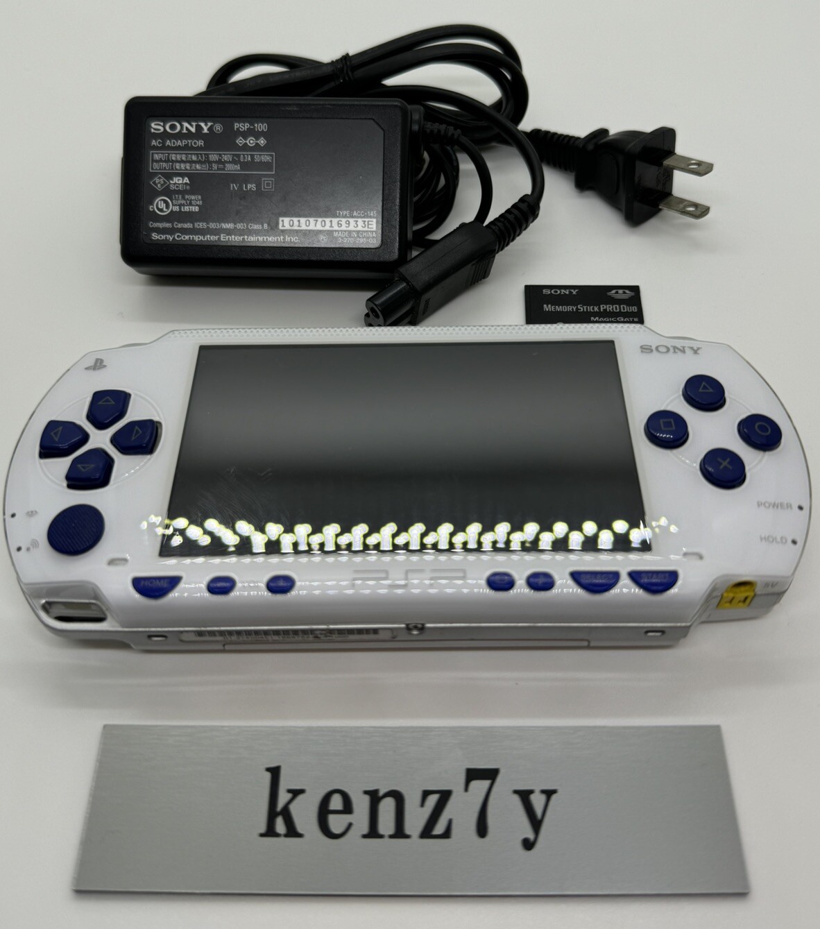 Sony PlayStation Portable PSP 1000 White Console Buttons Custom Charger