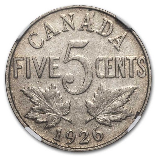1926 Canada 5 Cents George V XF-40 NGC (Far 6) - Picture 3 of 3