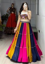 Latest Presenting Pure Rayon Cotton Top With Multi Lehenga For Women And Girls