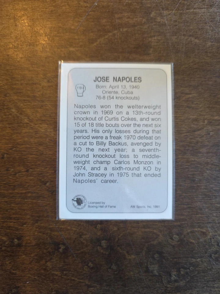 JOSE “ MANTEQUILLA “ NAPOLES - 1991 AW MEXICO WELTERWEIGHT World Boxing RC - Image 2 of 2